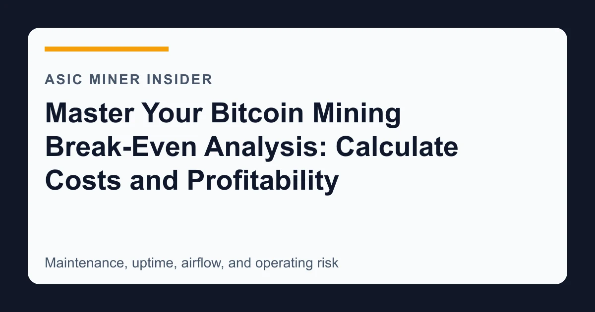 Master Your Bitcoin Mining Break-Even Analysis: Calculate Costs and Profitability